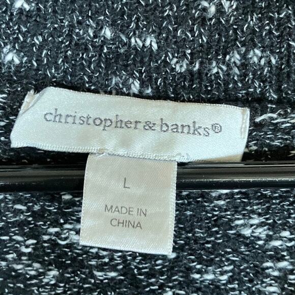 Christopher & Banks Womens Sweater Black White Snowflake 3/4 Sleeve Large - Picture 6 of 12